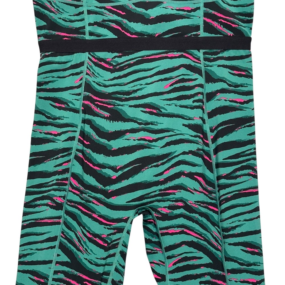 Fabletics Bodysuit Jumpsuit Motion 365+ Tiger Print Cutout‎ Green Black Pink XL - Picture 5 of 16